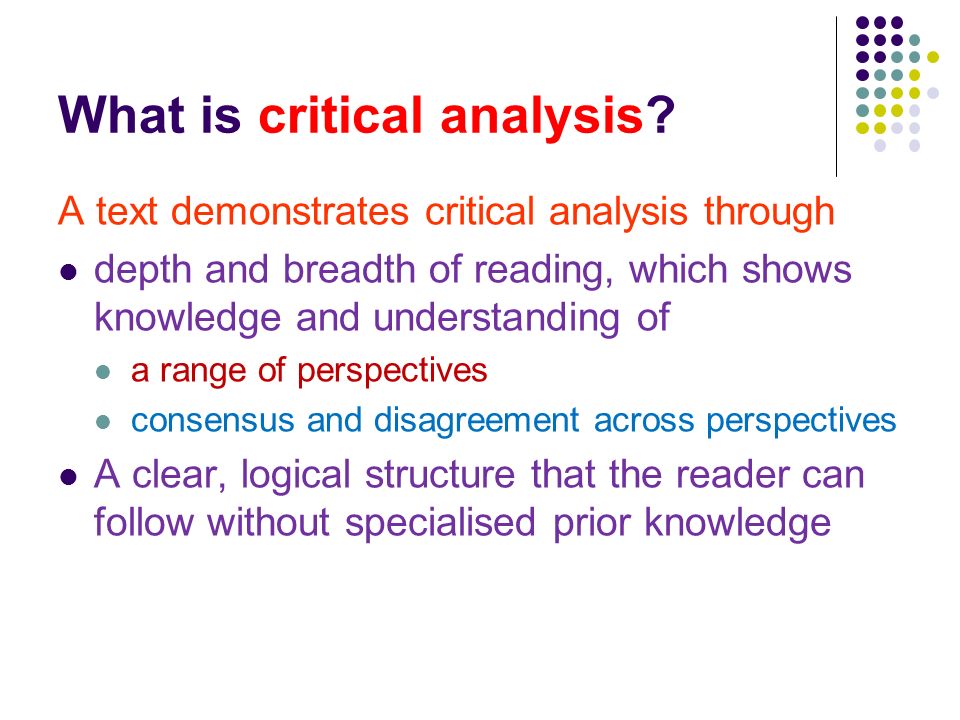 What is critical analysis of a text